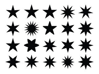 Obraz premium Celestial Constellation of Shapes: A captivating visual array of diverse star illustrations, each radiating its unique cosmic elegance and structural intricacies.