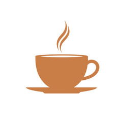 Brown coffee cup with steam on saucer vector graphic