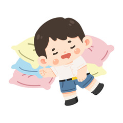 Fototapeta premium Sleeping Boy on Pillows Sweet Dreams