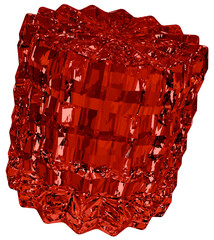 Colorful red cylinder 3D crystal shapes