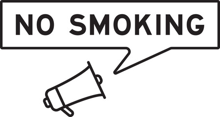 Megaphone icon with speech bubble in word no smoking on white background