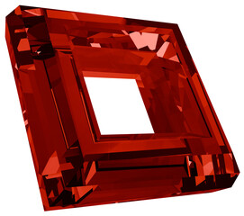 Colorful red square frame 3D crystal shapes
