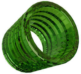 Colorful green tube  3D crystal shapes