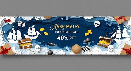 Pirate Treasure Deals 40 Percent Off Announcement Banner.