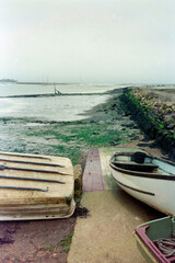 Stone breakwater and boats, Isle of Wight