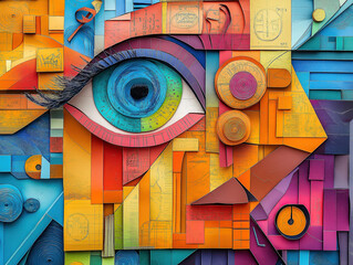 A paper collage representing the core of education through symbols