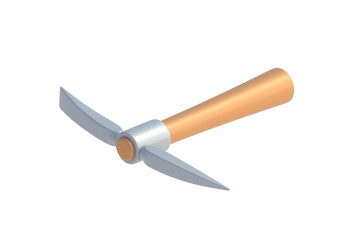 Pickaxe isolated white background. Tool for mining. 3d render