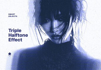 Fototapeta Triple Halftone Photo Effect Mockup Triple Halftone Photo Effect Mockup