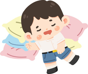 Sleeping Boy on Pillows Sweet Dreams