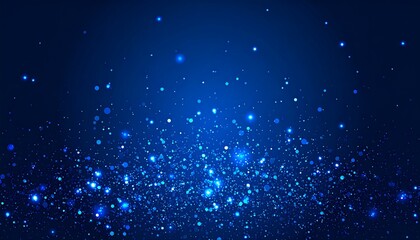 Abstract digital art with a deep blue gradient background and sparkling, glowing blue lights scattered across
