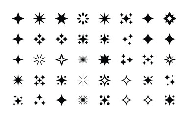 Naklejka premium Sparkling Star Collection: A captivating collection of twinkling star icons in various shapes and designs, illuminating with their radiant brilliance and visual appeal.