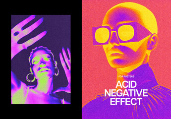 Acid Negative Poster Photo Effect Mockup