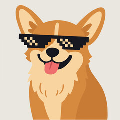 Cool Corgi Peeking Illustration &ndash; Funny Dog Meme Style