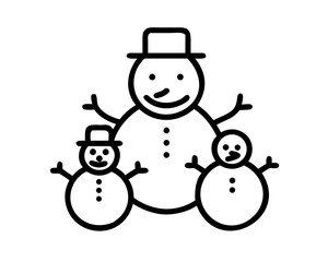 Delightful minimalist illustration of a cheerful snowman family, bringing a sense of winter wonder and holiday cheer, perfect for festive designs and seasonal themes