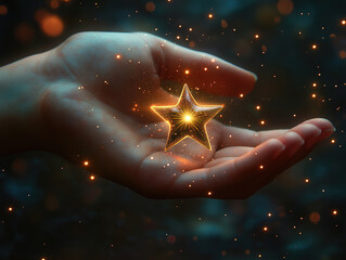 A hand stretching toward a radiant star, representing hope