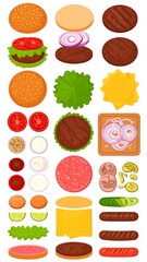 Flat lay of hamburger ingredients