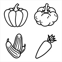 Healthy Food and Fresh Produce Illustrated in Vector Style, This Vibrant Organic Vegetables Illustration Vector is Perfect for Digital Clean Eating Promotions in Flat Design.