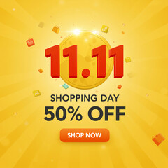 11.11 Shopping Day Sale Banner with 50 Off Promotion