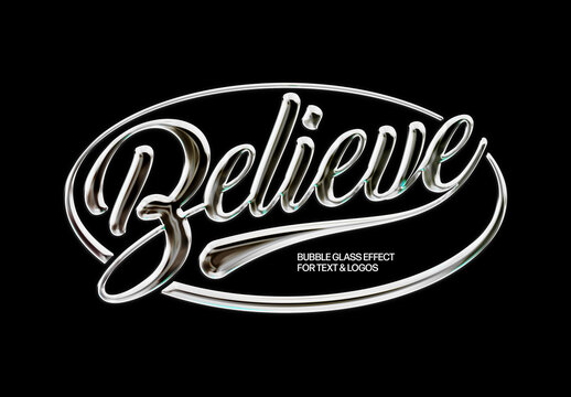 Rainbow Bubble Glass Effect Mockup