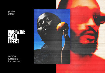 Magazine Scan Poster Photo Effect Mockup
