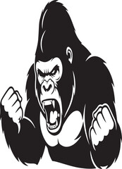 Angry Gorilla Silhouette isolated on white background Minimalist gorilla vector shape