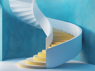 Abstract view of a spiral staircase going upward