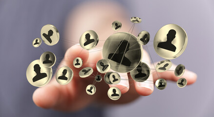 Conceptual representation of people network. Human resources concept, digital networking and connections illustrated in professional image.