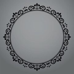 Decorative frame Elegant vector element for design in Eastern style, place for text. Floral black and gray border. Lace illustration for invitations and greeting cards