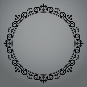 Decorative frame Elegant vector element for design in Eastern style, place for text. Floral black and gray border. Lace illustration for invitations and greeting cards