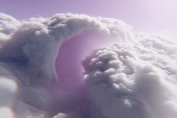Naklejka premium Cloud portal with a pink glow in a soft, dreamlike atmosphere