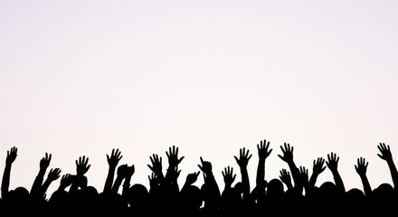 Celebrating freedom on international day for the abolition of slavery with uplifted hands in unity silhouette art