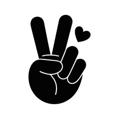 Peace Hand Gesture with Heart Icon