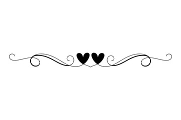 Elegant Heart Divider Line Vector Ornament