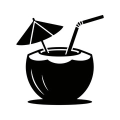 Coconut Drink Icon Vector Illustration
