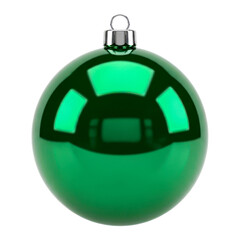 Obraz premium 3d illustration of shiny green christmas ornament isolated on transparent background, perfect for decorating your holiday tree