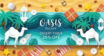 Oasis Escape Desert Finds 25 Percent Off Sale Banner.