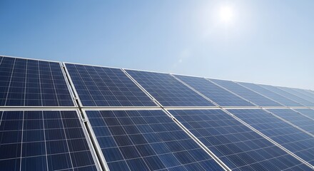 Solar Panels, Clean Energy, Renewable Power Generation System, Blue Sky