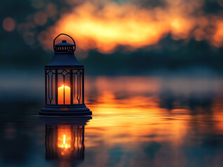 A Lantern’s Soft Glow on the Quiet Waters at Dusk