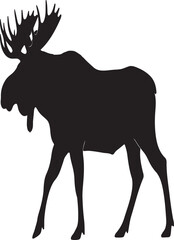 Moose Silhouette Vector Illustration White Background