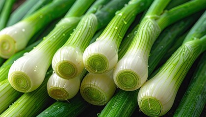 Close up of a fresh green onions
