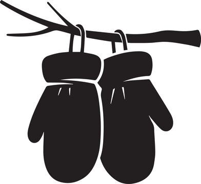 black mittens hanging on branch clip art preview