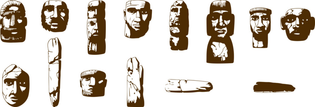 Gobelin tepee skulls and tools‍ vector bundle set.