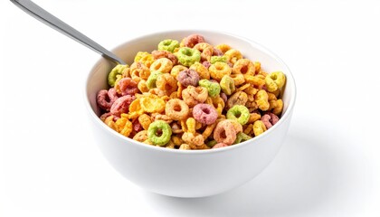 Bowl of cereal on a white background