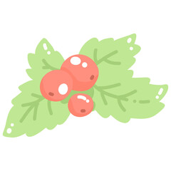 Cute Holly Leaves and Berries Illustration