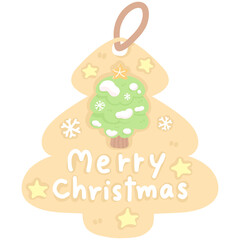 Cute Merry Christmas Tag Illustration