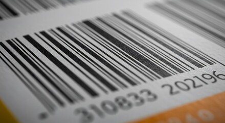 Close up of a barcode with numbers for product identification.