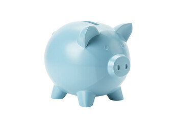 Light blue piggy bank isolated, savings concept for financial planning and investment, money box PNG