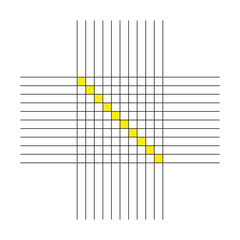 Fototapeta premium Abstract linear grid. Yellow line accent. Vector minimalist illustration. Geometric composition design.