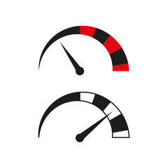 Speedometer icon set. Tachometer measurement symbol. Car dashboard sign. Vector velocity illustration.