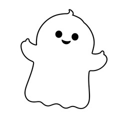 Obraz premium Cute ghost character illustration in minimalist style, Halloween concept